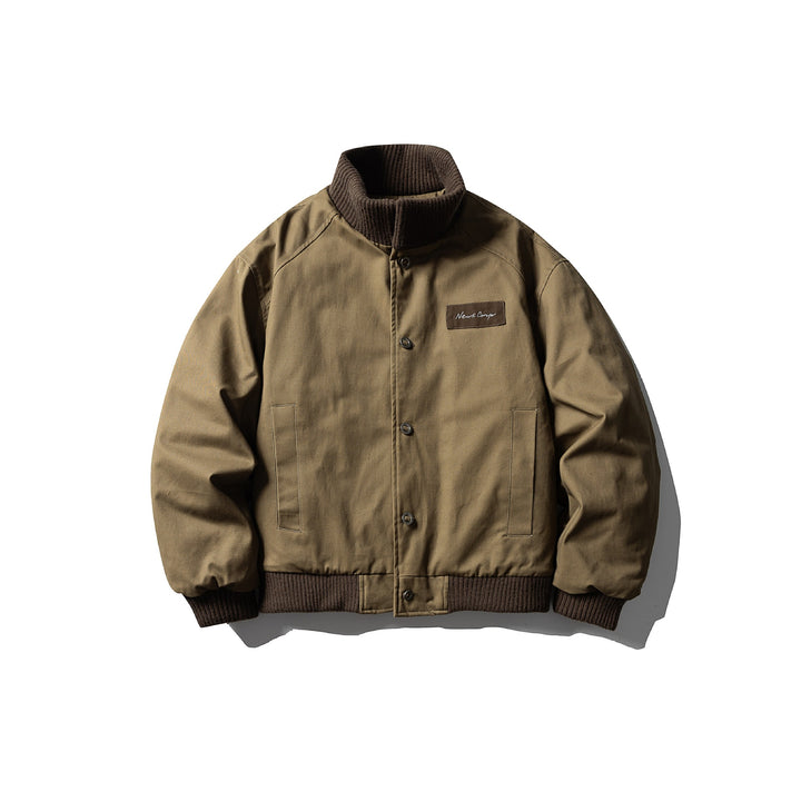Herren Canvas-Bomberjacke mit Rippsaum und hohem Stehkragen Drune