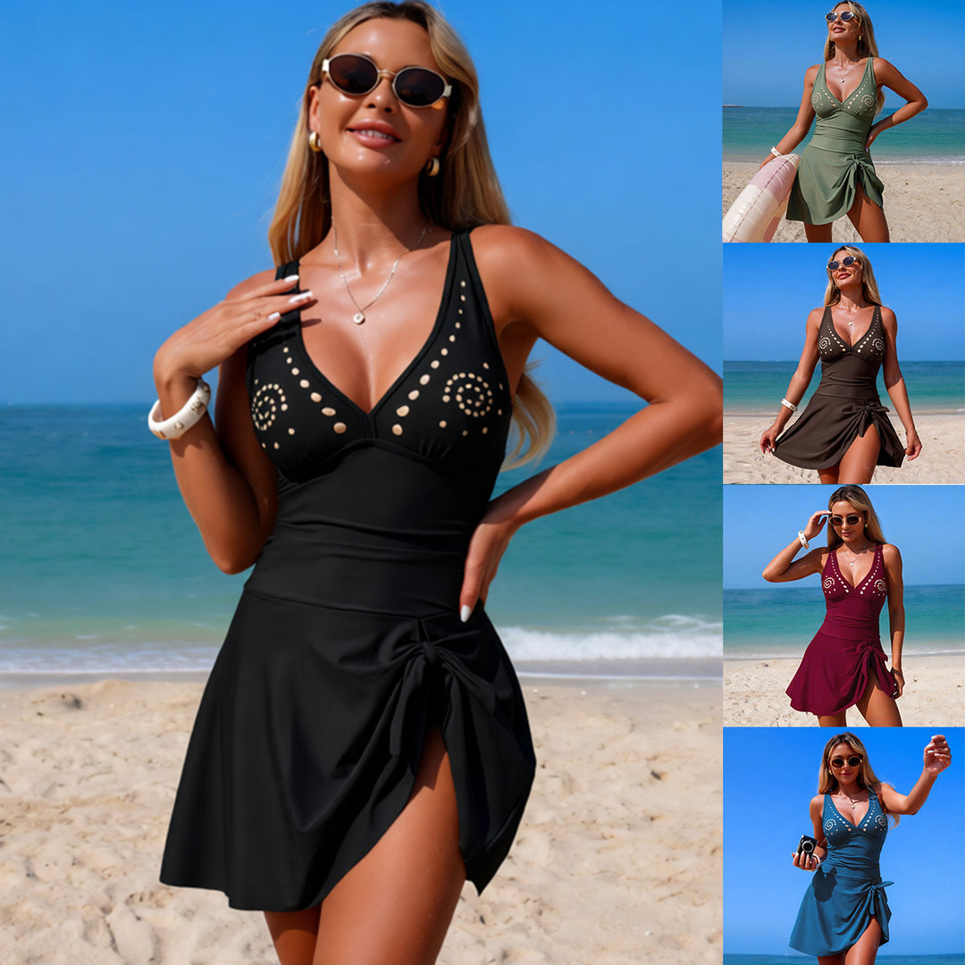 Damen Badeanzug mit stylishen Cut-Outs und seitlichem Wickeldetail Drune