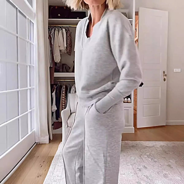 Drune | Lockeres Oberteil und Hose mit weitem Bein Set