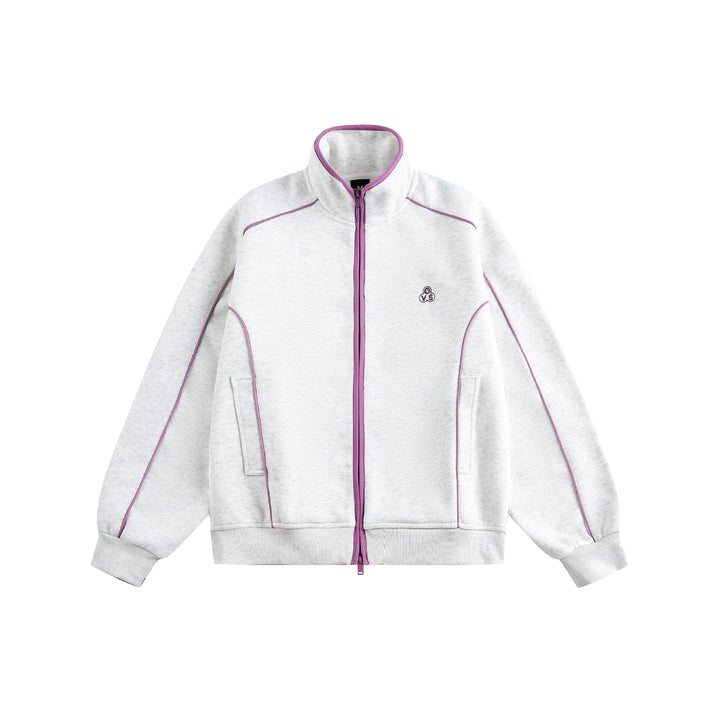 Damen Oversize-Sweatjacke mit Stehkragen und Zwei-Wege-Reißverschluss Drune