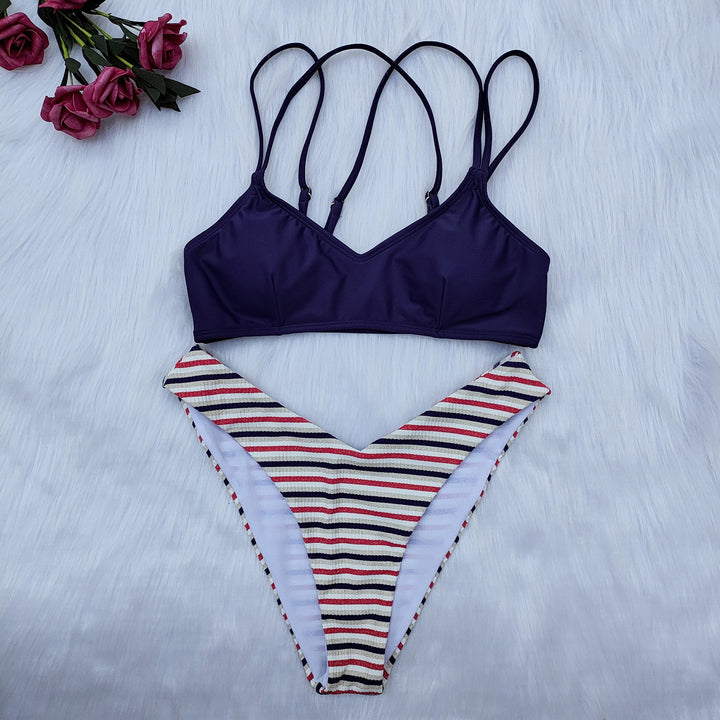 Damen Triangel-Bikini mit mehrfachen Trägern Drune