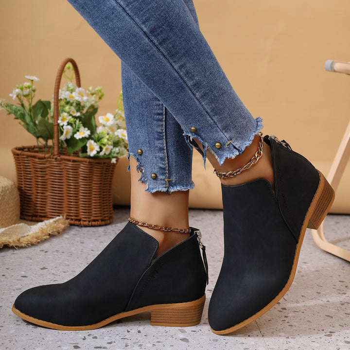 Damen elegante Stiefeletten mit modischem Slip-On Design und komfortablem Blockabsatz Drune