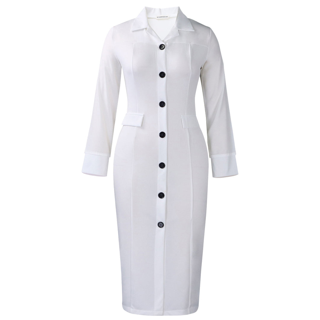 Damen Hemdkleid mit Knopfleiste und langen Ärmeln Drune