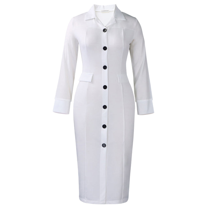 Damen Hemdkleid mit Knopfleiste und langen Ärmeln Drune