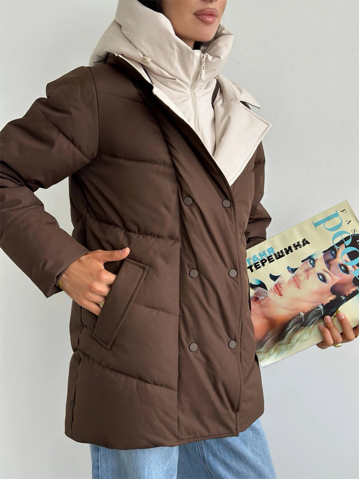 Damen wattierte Doppelreiher-Parka mit abnehmbarer gesteppter Innenweste Drune