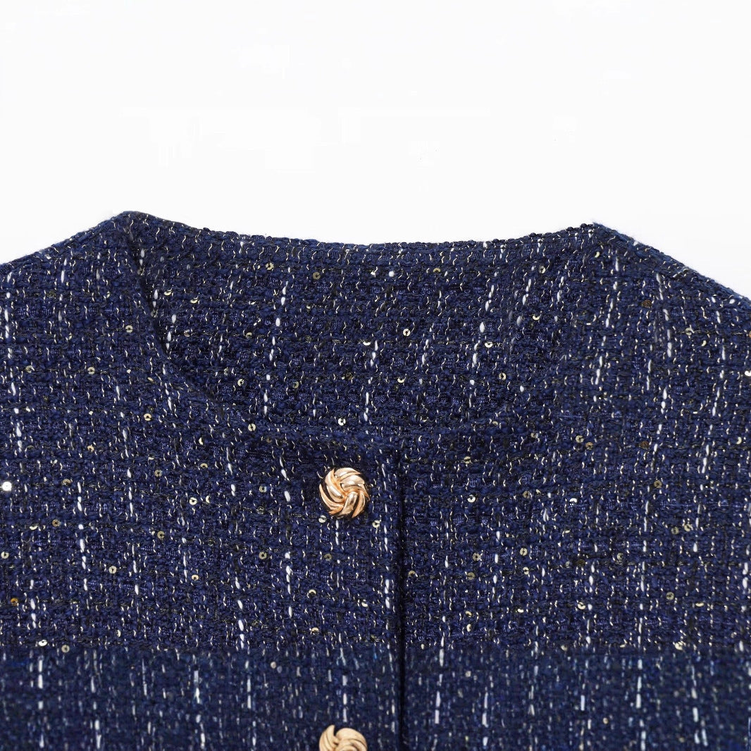 Damen Modische Kurzjacke mit goldenen Knöpfen
