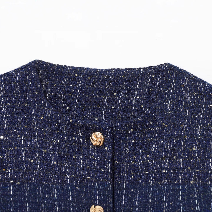 Damen Modische Kurzjacke mit goldenen Knöpfen