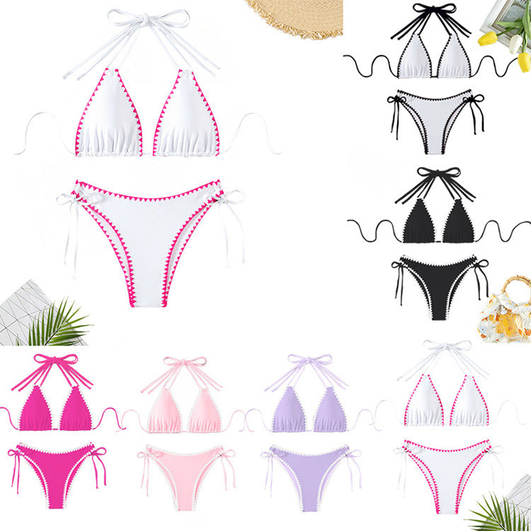 Damen Triangel-Bikini mit verspielten Kontrastnähten Drune