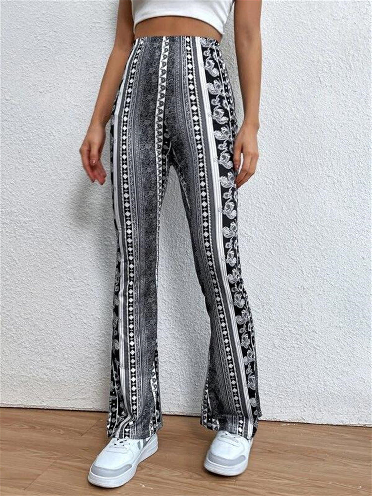 Damen nan ausgestellte Floral-Print Schlaghose mit hoher Taille Drune