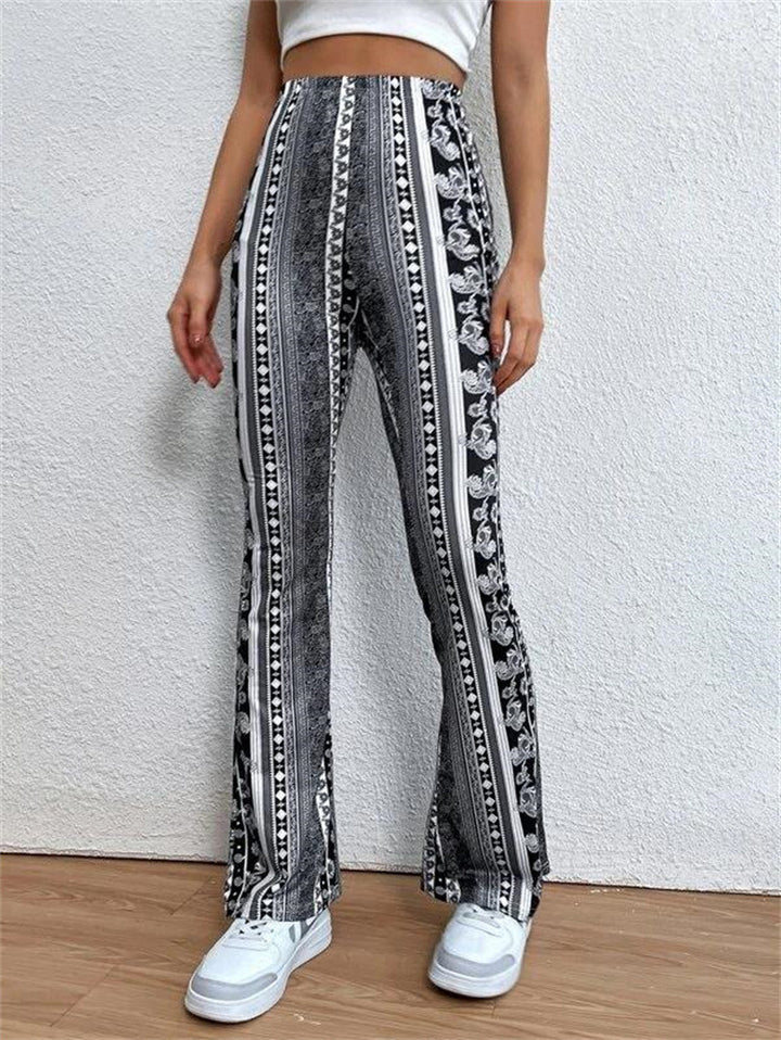 Damen nan ausgestellte Floral-Print Schlaghose mit hoher Taille Drune