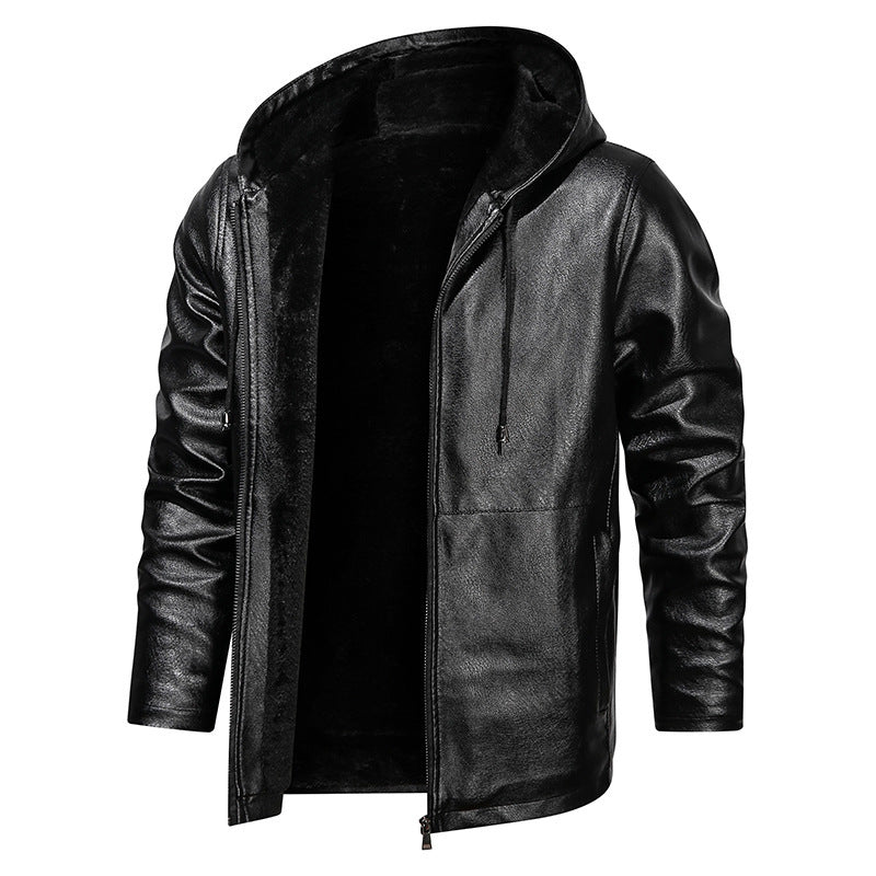 Herren Kapuzen-Lederoptikblouson mit wärmender Teddyfutter‑Innenlage Drune