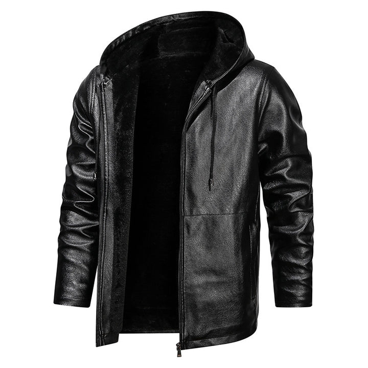 Herren Kapuzen-Lederoptikblouson mit wärmender Teddyfutter‑Innenlage Drune