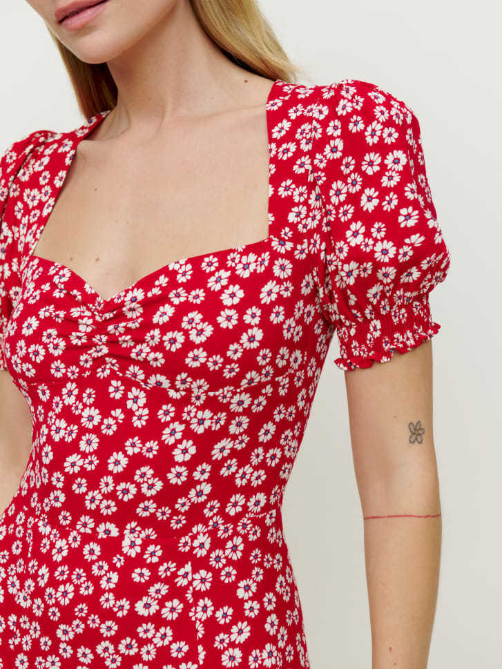 Damen Maxikleid mit Volantärmeln und seitlichem Schlitz Drune