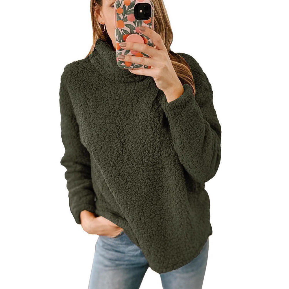 Damen Kuscheliger Fleece-Pullover mit hohem Kragen und strukturierter Oberfläche Drune