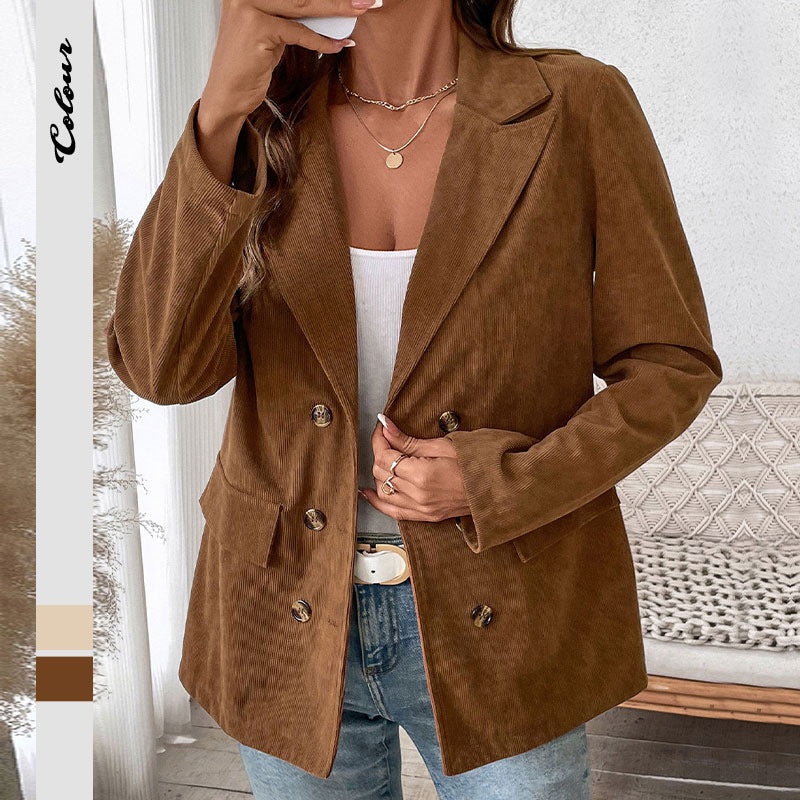 Damen modischer Rippenstoff Blazer mit elegantem Schnitt Drune