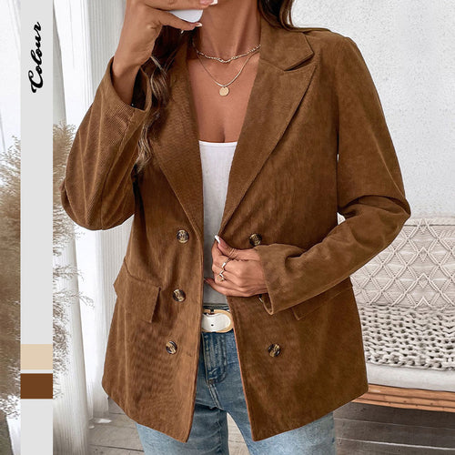 Damen modischer Rippenstoff Blazer mit elegantem Schnitt Drune