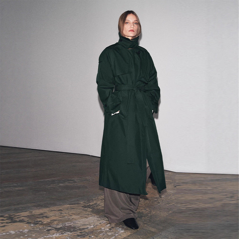 Damen Modischer Trenchcoat mit praktischem Gürtel Drune