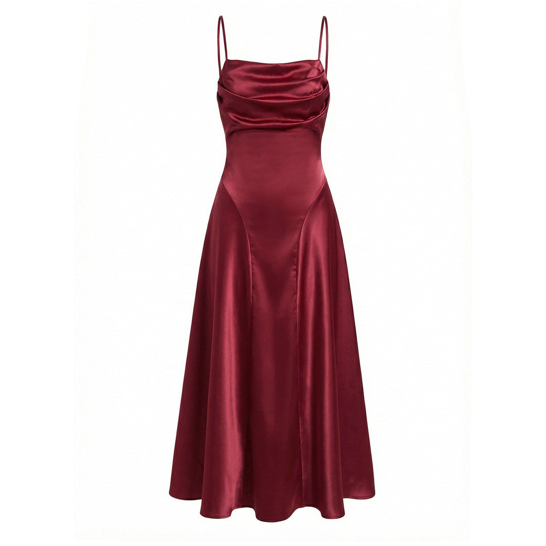 Damen Maxikleid mit eleganter Drapierung und feinem Satin-Finish Drune
