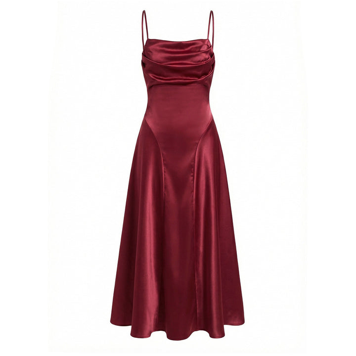 Damen Maxikleid mit eleganter Drapierung und feinem Satin-Finish Drune