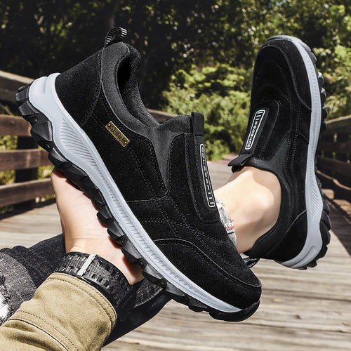Herren Slipper-Sneaker aus Veloursleder-Optik mit rutschfester Profilsohle Drune