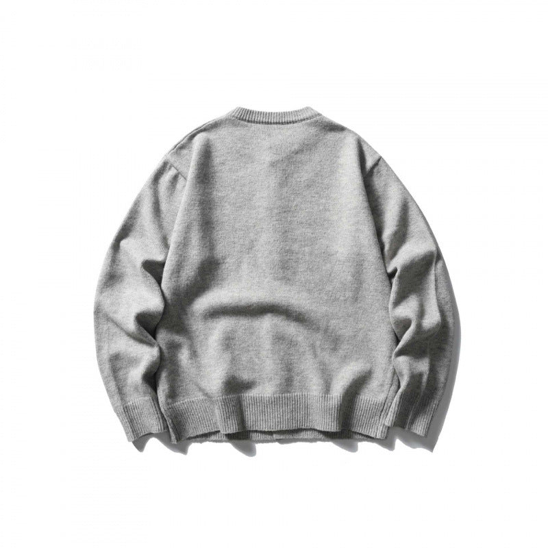 Unisex Kastenförmige Feinstrick-Cardigan mit Rundhals und gerippten Abschlüssen Drune