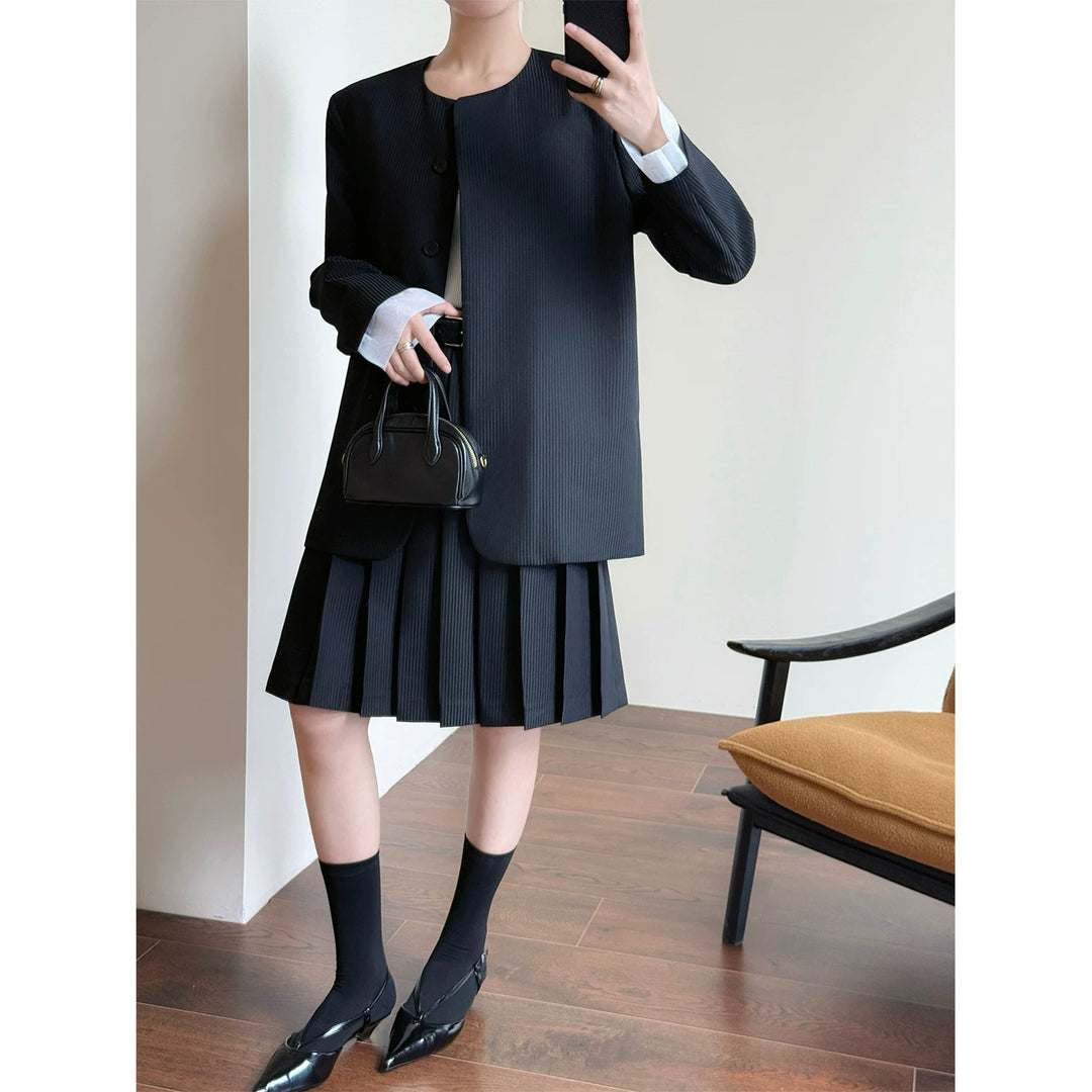Damen Elegante Plisseejacke Drune