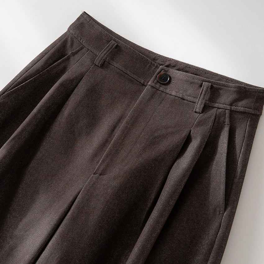 Damen Hochtaillierte weite Culotte-Stoffhose mit Bundfalten Drune