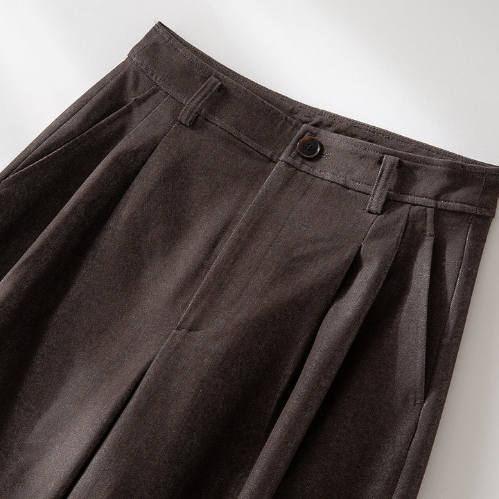 Damen Weite Faltenhose mit hoher Taille und Cropped-Schnitt Drune