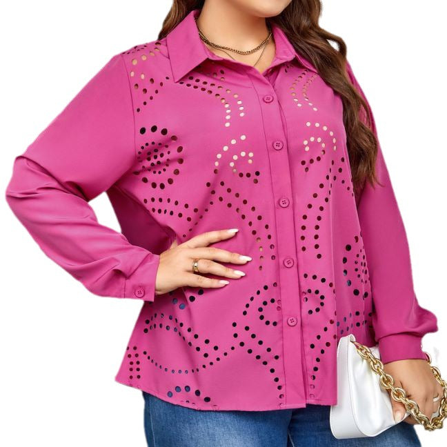 Damen Bluse mit einzigartigem Lochmuster und eleganten Details Drune
