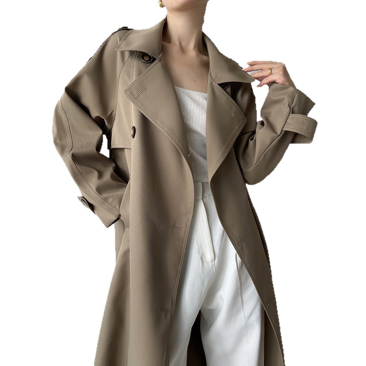 Damen Oversize Mantel im Trench-Stil mit Raglanärmeln und doppelreihiger Knopfleiste Drune