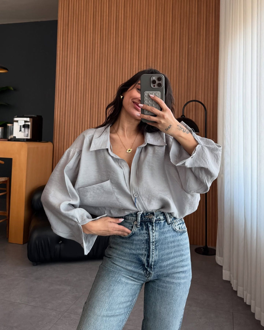 Damen Oversized Blusenhemd aus weichem Leinenstoff Drune