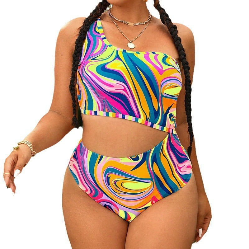Damen einseitiger Bikini mit kreativen Farbverläufen Drune