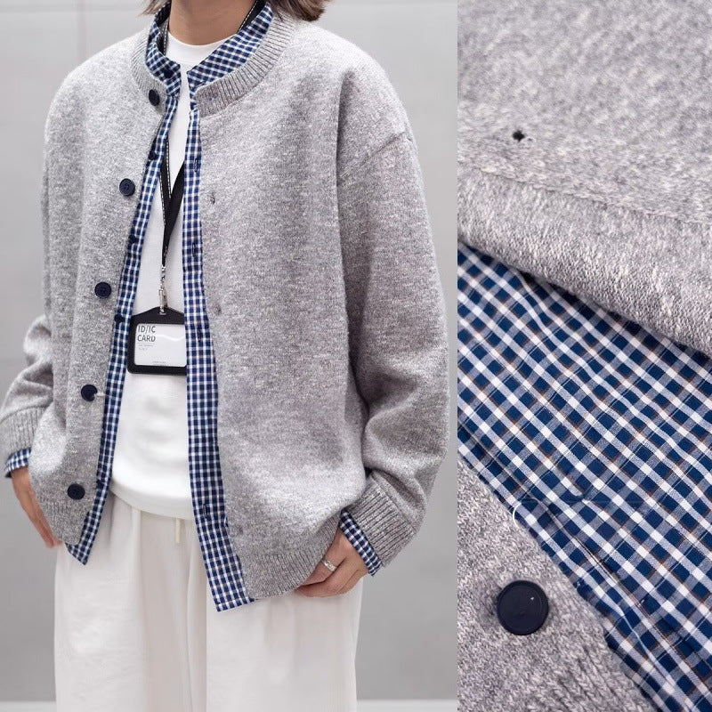 Damen Strickjacke mit modernem Kragen und integrierter Hemdoptik Drune