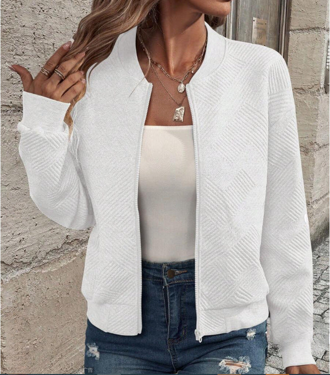 Damen lässige Zip-Jacke mit strukturiertem Design Drune