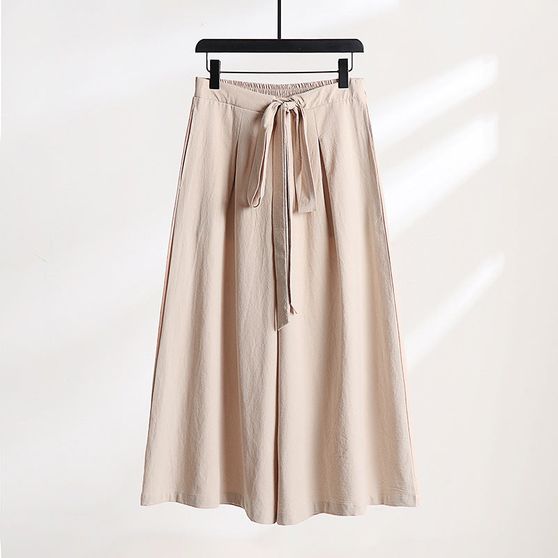 Damen Palazzo-Culotte mit elastischem Bund und Bindegürtel Drune