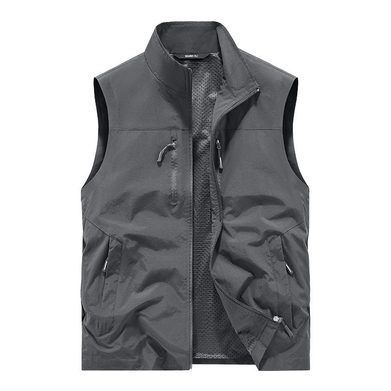 Herren Leichte Outdoorweste mit Mesh-Innenfutter und Multifunktionstaschen Drune