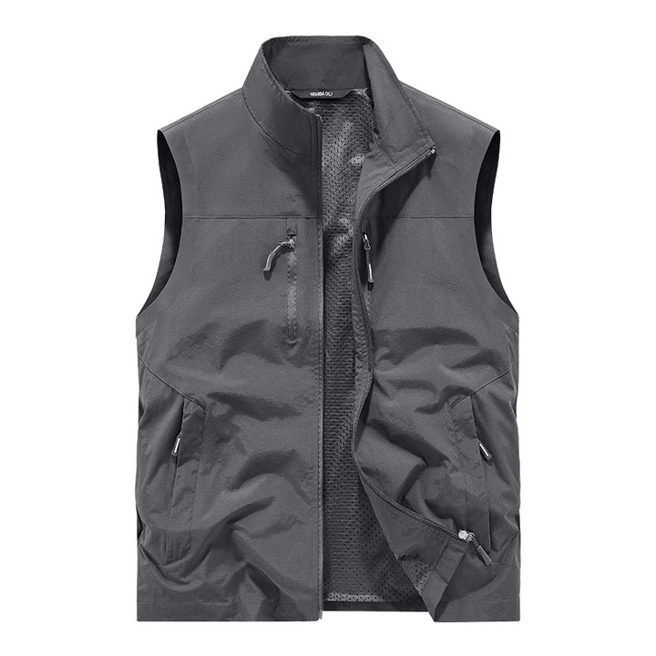 Herren Leichte Outdoorweste mit Mesh-Innenfutter und Multifunktionstaschen Drune
