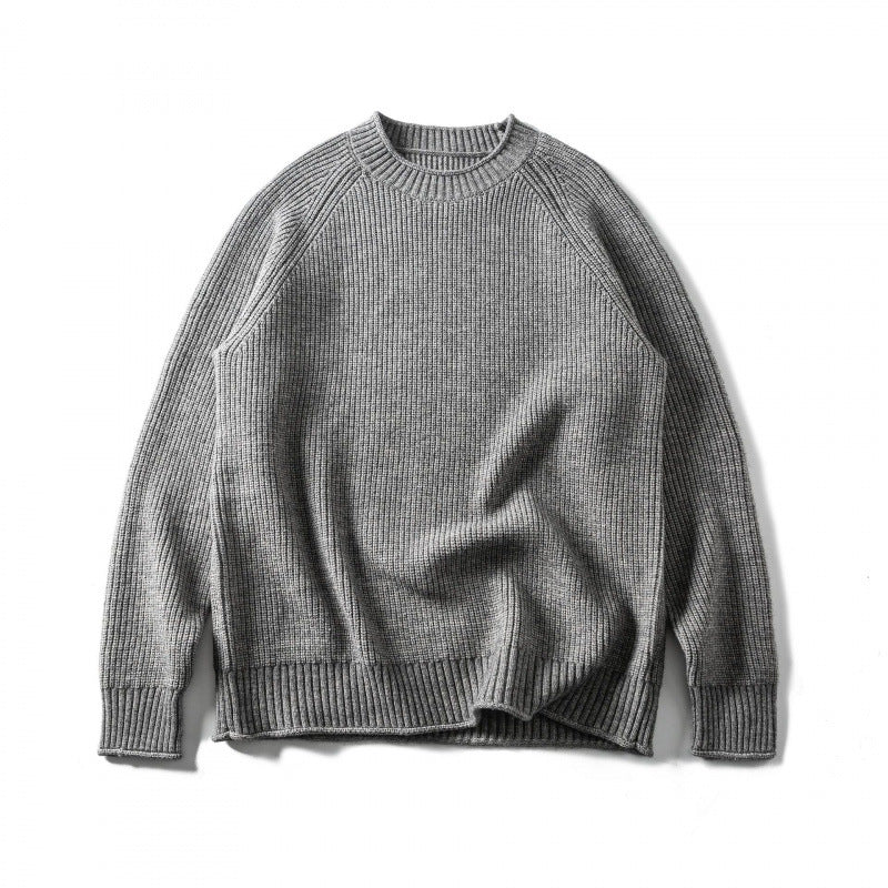 Unisex Grobgestrickter Rundhals-Pullover im Oversize-Boxy-Cut mit Raglanärmeln Drune