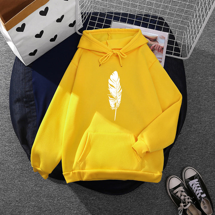 Damen nan Kapuzenpullover mit Fingerherz-Print, Oversize-Schnitt und Kängurutasche Drune