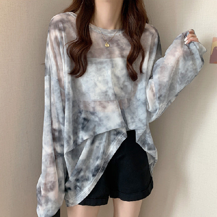 Damen lässiges Oversized-Shirt mit modernem Muster Drune
