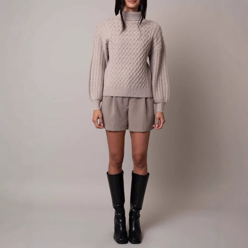 Damen Modischer Strickpullover mit hohen Kragen