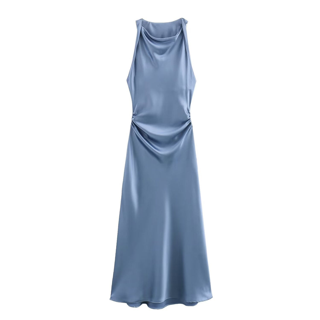 Damen elegantes Sommerkleid mit fließendem Schnitt und charmanten Rüschendetails Drune