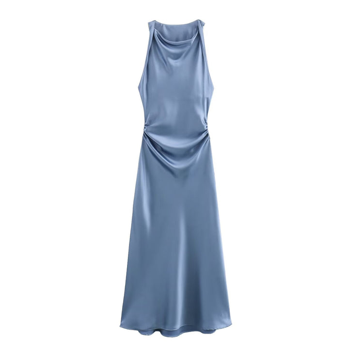 Damen elegantes Sommerkleid mit fließendem Schnitt und charmanten Rüschendetails Drune
