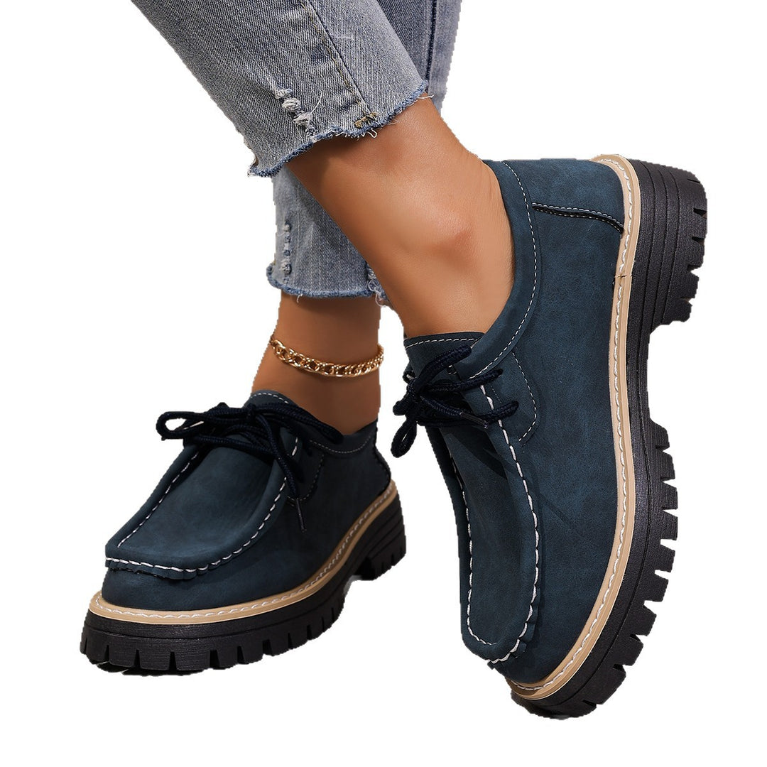 Damen Chunky-Loafer mit profilierter Gummisohle, Mokassinnaht und dezentem Schnürdetail Drune