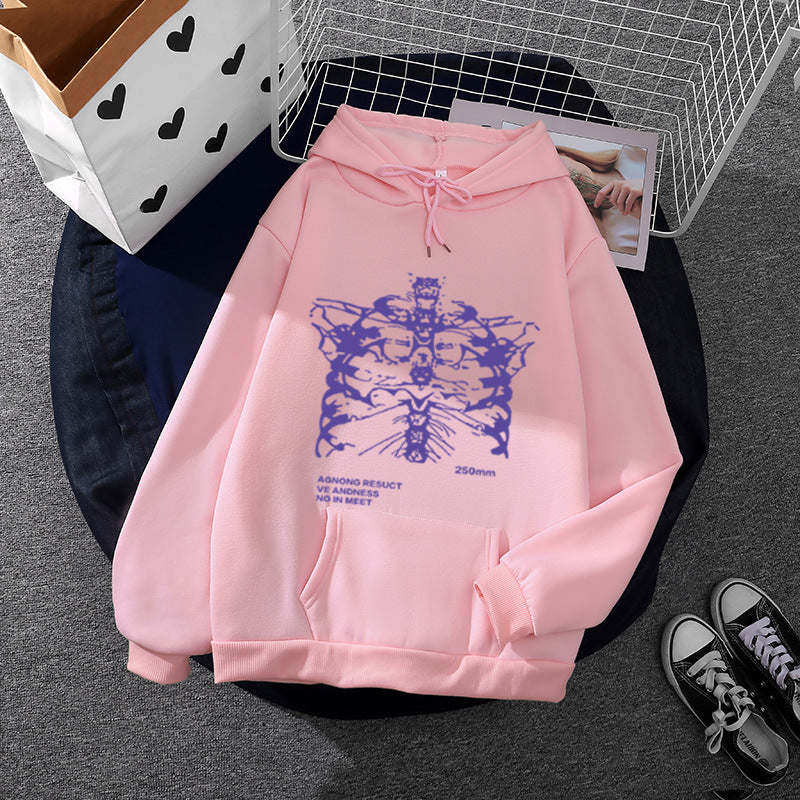 Unisex nan oversized Kapuzenpullover mit anatomischem Grafikprint, Kängurutasche und verstellbarer Kordel Drune