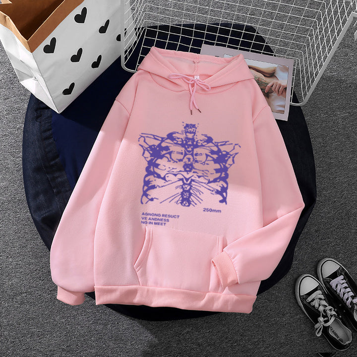 Unisex nan oversized Kapuzenpullover mit anatomischem Grafikprint, Kängurutasche und verstellbarer Kordel Drune