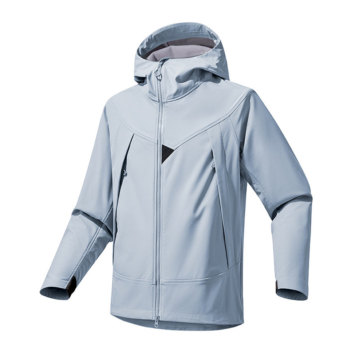 Herren Technische Softshell-Outdoorjacke mit Kapuze winddichtem Stretch und Zwei-Wege-Reißverschluss Drune