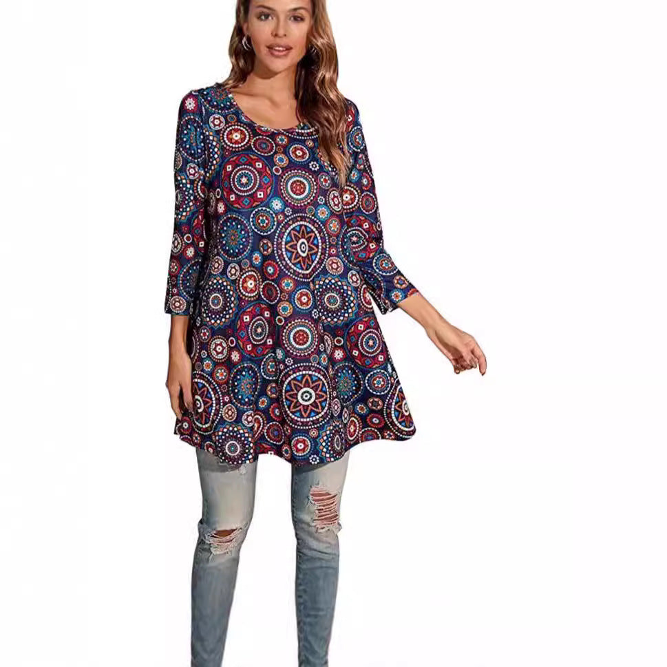 Damen Tunika mit einzigartigem Mandala-Druck Drune