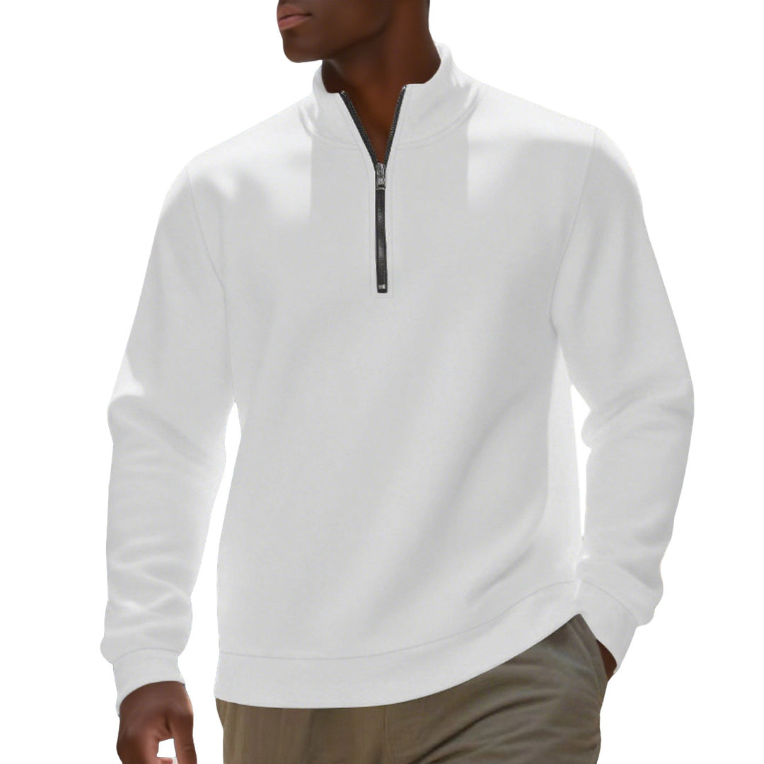 Herren nan Halbzip-Sweatshirt aus Baumwollmix mit Stehkragen, weichem Innenfutter und Rippbündchen Drune