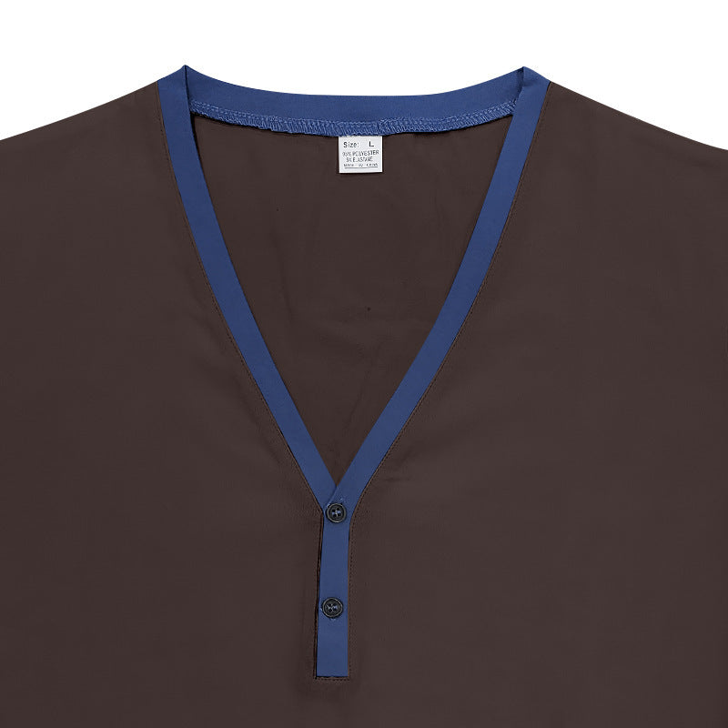 Herren Kurzarm-Henley-Shirt mit modernen Akzenten und Knopfleiste Drune
